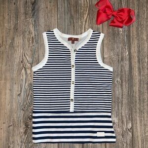 NEW 7 For All Mankind Navy Striped Tank